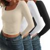 imageAUTOMET 3 Pack Womens Long Sleeve Shirts Fall Fashion Scoop Neck Crop Tops Basic Layer Slim Fit Y2K ClothesBlack white apricot