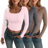 imageAUTOMET 3 Pack Womens Long Sleeve Shirts Fall Fashion Scoop Neck Crop Tops Basic Layer Slim Fit Y2K ClothesPink grey coffee Grey