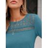 imageAUTOMET 34 Length Sleeve Womens Tops Lace Business Dressy Casual Blouses Spring Summer Fall Trendy Cute Work T ShirtsBluegreen
