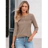 imageAUTOMET 34 Length Sleeve Womens Tops Lace Business Dressy Casual Blouses Spring Summer Fall Trendy Cute Work T ShirtsKhaki