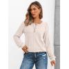 imageAUTOMET Long Sleeve Henley Shirts Womens Business Casual Lightweight Tunic Sweater TopsAlmond