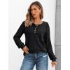 imageAUTOMET Long Sleeve Henley Shirts Womens Business Casual Lightweight Tunic Sweater TopsBlack