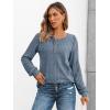 imageAUTOMET Long Sleeve Henley Shirts Womens Business Casual Lightweight Tunic Sweater TopsDusty Blue