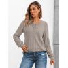 imageAUTOMET Long Sleeve Henley Shirts Womens Business Casual Lightweight Tunic Sweater TopsTan