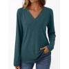 imageAUTOMET Long Sleeve Shirts for Women Tops V Neck Casual Top Comfortable Shirt Soft Basic Tees Women BlousesDeepgreen