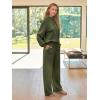 imageAUTOMET Lounge Sets for Women Sweatsuits 2 Piece Outfits 2025 Fall Drawstring Sweatshirt Wide Leg Sweatpants TracksuitArmygreen