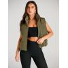 imageAUTOMET Puffer Vest Women Sleeveless Winter Cropped Outerwear Warm Puffy Lightweight Standup Collar Down with PocketsArmy Green
