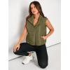 imageAUTOMET Puffer Vest Women Sleeveless Winter Cropped Outerwear Warm Puffy Lightweight Standup Collar Down with PocketsArmy Green