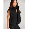 imageAUTOMET Puffer Vest Women Sleeveless Winter Cropped Outerwear Warm Puffy Lightweight Standup Collar Down with PocketsBlack