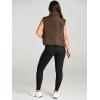 imageAUTOMET Puffer Vest Women Sleeveless Winter Cropped Outerwear Warm Puffy Lightweight Standup Collar Down with PocketsBrown