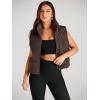 imageAUTOMET Puffer Vest Women Sleeveless Winter Cropped Outerwear Warm Puffy Lightweight Standup Collar Down with PocketsCoffee