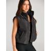 imageAUTOMET Puffer Vest Women Sleeveless Winter Cropped Outerwear Warm Puffy Lightweight Standup Collar Down with PocketsDarkgrey
