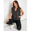 imageAUTOMET Puffer Vest Women Sleeveless Winter Cropped Outerwear Warm Puffy Lightweight Standup Collar Down with PocketsDarkgrey