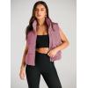 imageAUTOMET Puffer Vest Women Sleeveless Winter Cropped Outerwear Warm Puffy Lightweight Standup Collar Down with PocketsDarkpink