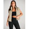 imageAUTOMET Puffer Vest Women Sleeveless Winter Cropped Outerwear Warm Puffy Lightweight Standup Collar Down with PocketsLight Khaki