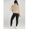 imageAUTOMET Puffer Vest Women Sleeveless Winter Cropped Outerwear Warm Puffy Lightweight Standup Collar Down with PocketsLight Khaki