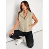 imageAUTOMET Puffer Vest Women Sleeveless Winter Cropped Outerwear Warm Puffy Lightweight Standup Collar Down with PocketsLight Khaki