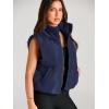 imageAUTOMET Puffer Vest Women Sleeveless Winter Cropped Outerwear Warm Puffy Lightweight Standup Collar Down with PocketsNavy