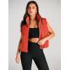 imageAUTOMET Puffer Vest Women Sleeveless Winter Cropped Outerwear Warm Puffy Lightweight Standup Collar Down with PocketsOrange
