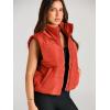 imageAUTOMET Puffer Vest Women Sleeveless Winter Cropped Outerwear Warm Puffy Lightweight Standup Collar Down with PocketsOrange