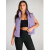 imageAUTOMET Puffer Vest Women Sleeveless Winter Cropped Outerwear Warm Puffy Lightweight Standup Collar Down with PocketsPurple