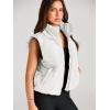 imageAUTOMET Puffer Vest Women Sleeveless Winter Cropped Outerwear Warm Puffy Lightweight Standup Collar Down with PocketsWhite