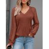 imageAUTOMET Women Long Sleeve Shirts Fall Lace Tops 2025 Fashion V Neck Sweaters Dressy Casual Winter Tunic Blouse Trendy OutfitRust