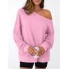 imageAUTOMET Women Off the Shoulder Sweatshirt Oversized Tops Fall Outfits 2025 Y2k Clothes Fashion Clothing Trendy TopPink