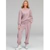 imageAUTOMET Womens 2 Piece Outfits Sweatsuit Oversized Sweatshirt Lounge Sets Baggy Sweatpants Fall Fashion with PocketsDarkpink