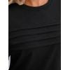 imageAUTOMET Womens 34 Length Sleeve Tops Crew Neck Casual Tunics Dressy Pleated T Shirts Summer Blouses 2025Black