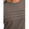 imageAUTOMET Womens 34 Length Sleeve Tops Crew Neck Casual Tunics Dressy Pleated T Shirts Summer Blouses 2025Coffeegrey