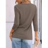imageAUTOMET Womens 34 Length Sleeve Tops Crew Neck Casual Tunics Dressy Pleated T Shirts Summer Blouses 2025Coffeegrey
