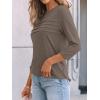 imageAUTOMET Womens 34 Length Sleeve Tops Crew Neck Casual Tunics Dressy Pleated T Shirts Summer Blouses 2025Coffeegrey