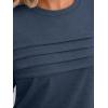 imageAUTOMET Womens 34 Length Sleeve Tops Crew Neck Casual Tunics Dressy Pleated T Shirts Summer Blouses 2025Darkblue