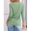 imageAUTOMET Womens 34 Length Sleeve Tops Crew Neck Casual Tunics Dressy Pleated T Shirts Summer Blouses 2025Lightgreen