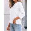 imageAUTOMET Womens 34 Length Sleeve Tops Crew Neck Casual Tunics Dressy Pleated T Shirts Summer Blouses 2025White