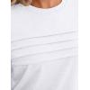 imageAUTOMET Womens 34 Length Sleeve Tops Crew Neck Casual Tunics Dressy Pleated T Shirts Summer Blouses 2025White