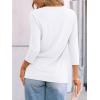 imageAUTOMET Womens 34 Length Sleeve Tops Crew Neck Casual Tunics Dressy Pleated T Shirts Summer Blouses 2025White