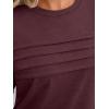 imageAUTOMET Womens 34 Length Sleeve Tops Crew Neck Casual Tunics Dressy Pleated T Shirts Summer Blouses 2025Winered
