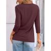 imageAUTOMET Womens 34 Length Sleeve Tops Crew Neck Casual Tunics Dressy Pleated T Shirts Summer Blouses 2025Winered