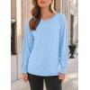 imageAUTOMET Womens Fall Fashion Long Sleeve Shirts Dressy Casual Pleated Basic Trendy Tops Winter Clothes 2025Light Blue