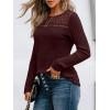 imageAUTOMET Womens Lace Long Sleeve Shirt Fall Top Fashion Dreesy Casual Tunic Sweaters Mesh Clothes Trendy Work Cute OutfitsMaroon