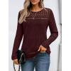 imageAUTOMET Womens Lace Long Sleeve Shirt Fall Top Fashion Dreesy Casual Tunic Sweaters Mesh Clothes Trendy Work Cute OutfitsMaroon