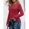 imageAUTOMET Womens Lace Long Sleeve Shirt Fall Top Fashion Dreesy Casual Tunic Sweaters Mesh Clothes Trendy Work Cute OutfitsRed