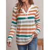 imageAUTOMET Womens Long Sleeve Shirts 2025 Fall Fashion Dressy Casual Tops Trendy Henley Blouses Cute Work Outfits ClothesStriped Orange