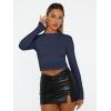 imageAUTOMET Womens Long Sleeve Shirts Basic Compression Going Out Crop Tops Fall Fashion Y2K Clothes 2025Navy