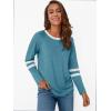 imageAUTOMET Womens Long Sleeve Shirts Color Block Casual Crewneck Tops Tshirt Basic Tee Fall Fashion Clothes Trendy OutfitsBluegreen