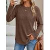 imageAUTOMET Womens Long Sleeve Shirts Fall Fashion Tops 2025 Crewneck Dressy Sweaters Tunic Winter Clothes Casual OutfitsChocolate