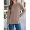 imageAUTOMET Womens Long Sleeve Shirts Loose Fitted Crewneck Basic Tops Casual Outfits Fall Clothes 2025Khaki