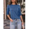imageAUTOMET Womens Long Sleeve Shirts Pleated Crew Neck Casual Fall Fashion Tops Loose Fit Lightweight Girls Outfits ClothesBlue